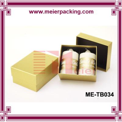 China Yellow printing Set up Cardboard 2 piece candles Packaging Paper Box with black Insert for sale