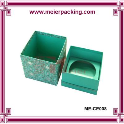 China Recyclable Matte green printing candle glass jars packaging boxes with lid and round holder insert for sale