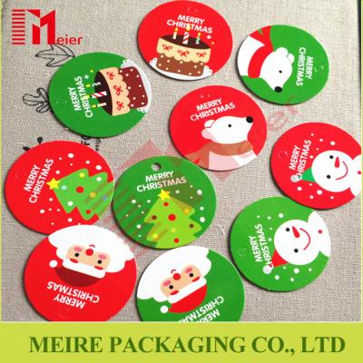 China Christmas small size Santa Claus Snowflake Paper Hang Tags Label Cards with glossy lamination for sale