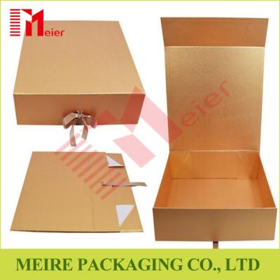 China High quality Golden paper brand cosmetic paper box luxury packaging design with ribbon closure for sale