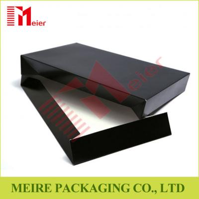 China GLOSS BLACK Printied coated paper two-piece apparel boxes store flat to save on space for sale