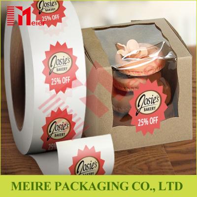 China Glossy paper top quality roll stickers label printing with custom design for cake box promotion for sale