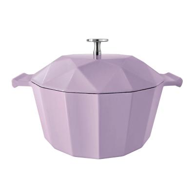 China Sustainable Custom Cast Iron Enamel Light Purple Color Dutch Oven Casserole for sale