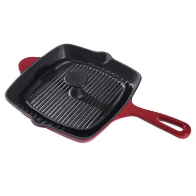 China Sustainable Square Cast Iron Non-Stick Frying Grill Pan For General for sale