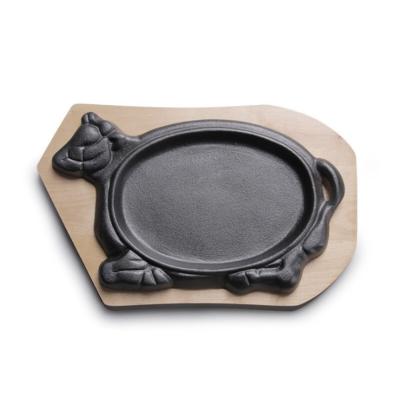 China Sustainable Cast Iron Steak Pan Pre-Seasoned Cast Iron Sizzling Steak Plate for sale