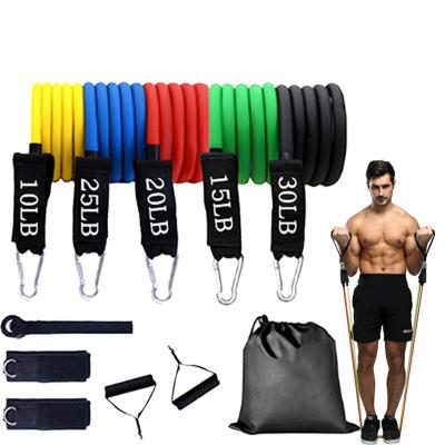 China Durable 11 Piece 150lbs Resistance Bands Set, With Door Anchor, Handles, Carry Bag, Legs Ankle Straps for sale