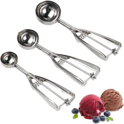 China Amazon Kitchen Tools 3 Pcs Stainless Steel Ice Cream Scoop Viable Hot Selling Trigger for sale