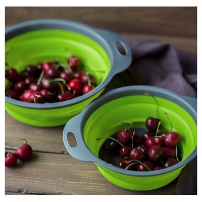 China Kitchen Viable Collapsible Collapsible Colander Pack 2pcs Strainer Strainer Pack Fruit Basket Fruit Basket Food Bowl for sale