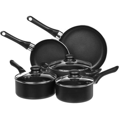 China Sustainable Newcomer 2021 Non-Stick Cookware Sets 8 Piece Pot and Pan Set for sale