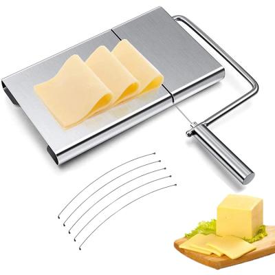 China Sustainable Kitchen Food Slicer Stainless Steel Wire Cheese Cutter With Serving Board for sale