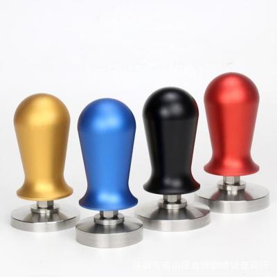 China Coffee Tools Stainless Steel Flat Bottom Metal Spring Hand Pressure Sustainable Custom Coffee Tamper for sale