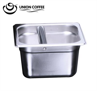 China Stocked Espresso Ground Box Knocking Accessories Stainless Steel Mini Coffee Square Knock Box For Coffee Power for sale