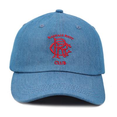 China COMMON Custom Unstructured Denim Baseball Hat Dad Hat Embroidered Baseball Cap for sale