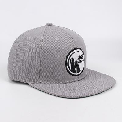 China breathable & Custom Logo Embroidery Snapback Hat Gray Waterproof Acrylic Custom Snapback Hat for sale