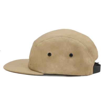 China JOINT Custom 100% Leather Patch Logo Hat Cotton 5 Panel Camp Hat for sale