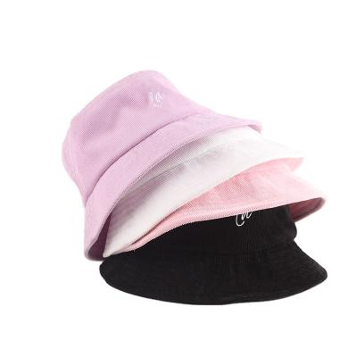 China Many Design OEM Fabric Women Corduroy Embroidery Striped Bucket Hats Plain Bucket Hat for sale