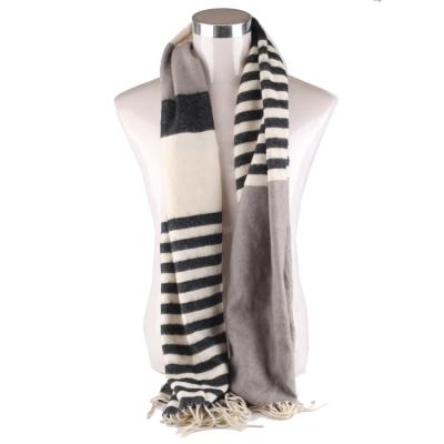 China Wholesale Acrylic Simple Elegant Solid Men Women Muffler Wrap Shawl Fashion Stripe Scarves for sale