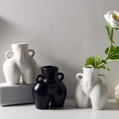 China Modern Europe Art Decor Flower Ceramic Sculpture Women Butt Booty Bum Vase For Home Office Decor Body Vase Female Vase for sale