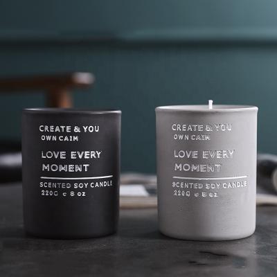 China Unique Color Matte Home Decor Cylinder Logo Cylinder Decor Elegant Clay Black Candle Container for sale