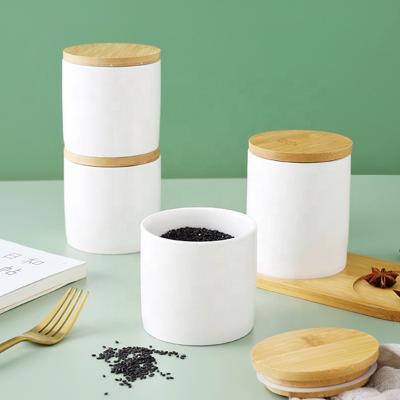 China Kitchen Food Storage Canisters White Ceramic Freshness Preservation for sale