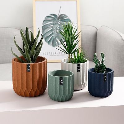 China Modern 5 Inch Fiber Cement Desk Plant Pot Garden Terracotta Without Saucer for sale