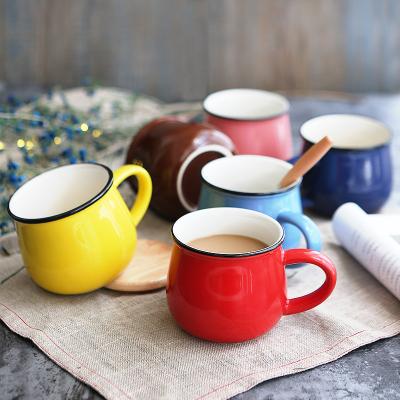 China Colored Ceramic Tea Cup Sustainable Sublimation Enamel Glazed Empty for sale