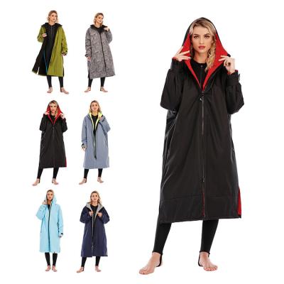 China New Long Sleeve Rollover Winter Wool Long Robe Custom Warm Waterproof Poncho Long Sleeve Hoodies Dry Nightgown for sale