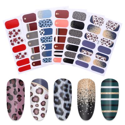 China Fits Nail Custom Size 2022 Leopard Printing Full Wrap Nail Art Polish Stickers For Women Girls DIY Nail Art for sale