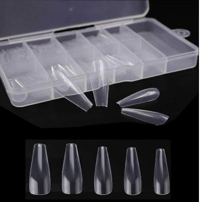 China Long Full Cover Coffin False Nails Design 100pcs Ballet Ballerina Tips 10 Size Salons DIY Manicure False Nails for sale