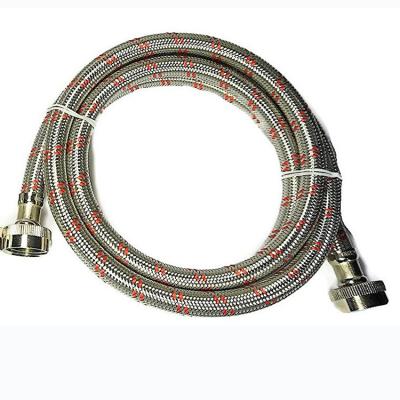 China Water Plants Stainless Steel Premium Washing Machine Stream And Hoses, 4 Ft Connection Water Burst Proof Red And Blue Striped Inlet for sale