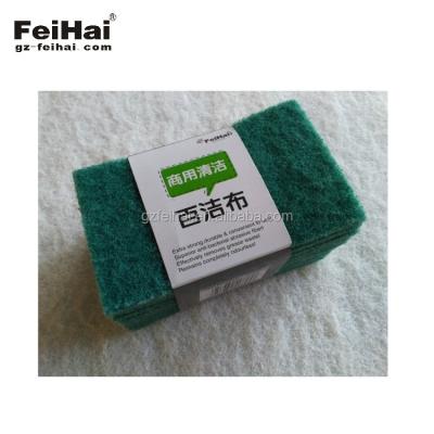 China Durable Kitchen Pad Abrasive Cleaning Cloth Green Hard Scouring Type FH96A for sale