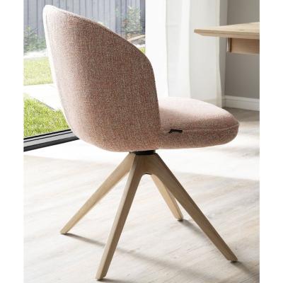 China Convertible Dining Room Furniture Dining Chair Peach Pink Canvas Fabric Dining Chair With Wood Leg for sale