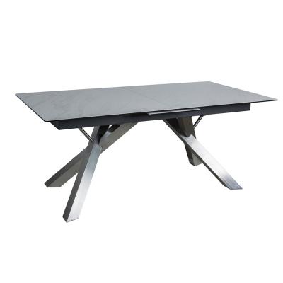 China Vintage 2.2m Long Extendable Nordic Dining Table Extension Table With Gray Ceramic Top for sale