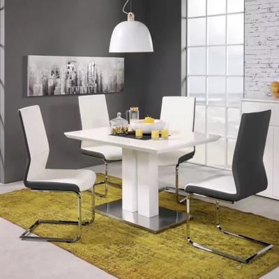 China Modern Design Dining Table (Other) Italian Style Adjustable MDF Top Small Low Stainless Steel Dining Table With 4 Seats for sale