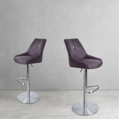 China Modern Luxury High Height Adjustable Brown Rotary Adjustable Bar Stool Fabric Stool (Height) Chair for sale