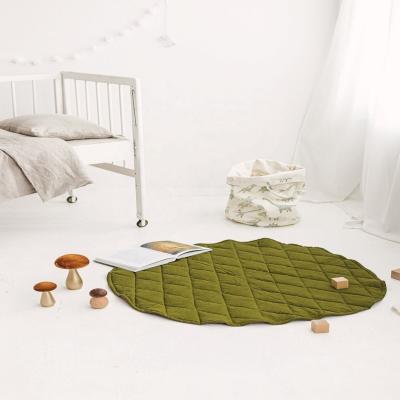 China Washable Round Game Mat Quilted Cotton Play Mat Round Quilted Canvas Play Blanket for sale