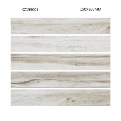 China 150x900mm 150x800mm Modern Indoor Non-slip Porcelain Wood Grain Flooring Tiles Gray Brown White Gray Wood Grain Tiles for sale