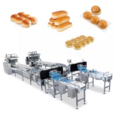 China Linha de alimentação automática máquina do alimento Multifunction da padaria de empacotamento do Hamburger do cachorro quente do bolo do hamburguer à venda