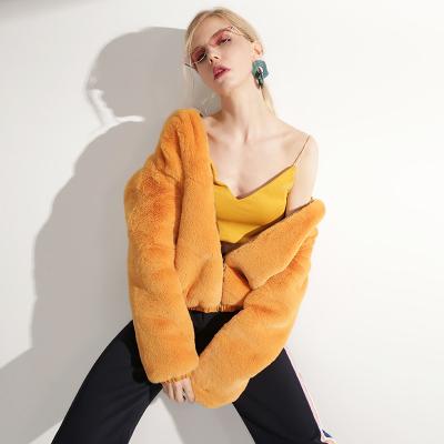 China Anti-Shrink Rabbit Fur Jacket & Bomber With Hood Women Winter Clothes In Big Different Color Lady Outerwear for sale