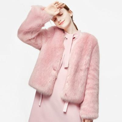 China Girl's Faux Fur Coat Anti-Shrink Fur Coat and Jacket for Lady Pink Color for sale