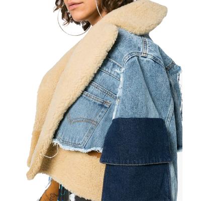 China 2018 Breathable Blazer Denim Faux Fur Coat For Women for sale