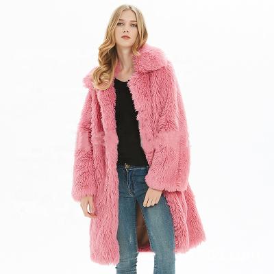 China New Women Lambs Wool Winter Coat Shearling Teddy Furry Anti-Shrink Fur Cashmere Long Coat Jacket Outwear Winter Clothing for sale