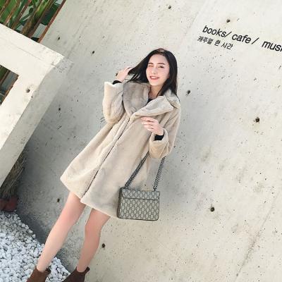 China 2018 Fall Anti-Shrink Clothes Long Faux Rabbit Fur Coat For Women Girl With Lapel for sale