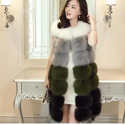 China Breathable Long White Fox Fur Vest Waistcoat&Gilet Black Gray White Trench Coat For Women for sale