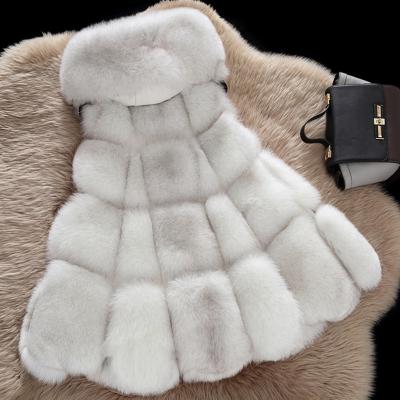 China 2018 Viable Fur Coat Women Winter Coat Outerwear Sleeveless Gray Faux Fox Fur Jackets Long Sleeve Fur Coat for sale