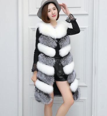 China Wholesaler Fox Fur Waistcoat Breathable Black Gray White For Womens Red Long Waistcoat&Vest for sale