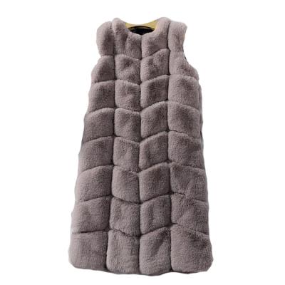 China Breathable Faux Fox Fur Vest Sleeveless Faux Fox Rex Rabbit Fur Long Pattern Vest For Women for sale