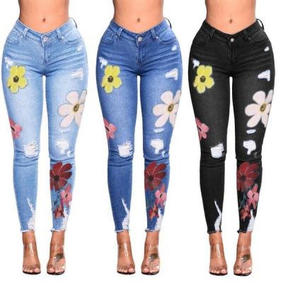 China High Waisted Denim Panties Women Autumn Winter New Ripped Scratch Print Breathable Sexy Girls Jeans for sale