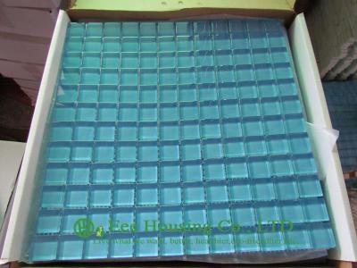 China Washable and Durable Crystal  Mosaic Tile For Swimming Pools, Blue Color for sale