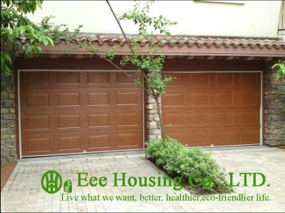 China Galvanized steel Sectional remote-controlled garage door For Condos, Wood color for sale